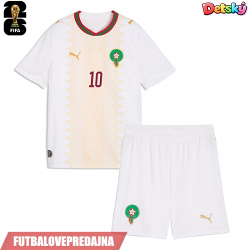 Lacne Dětský Futbalové dres Maroko Brahim Diaz #10 MS 2026 Krátky Rukáv - Preč (+ trenírky)